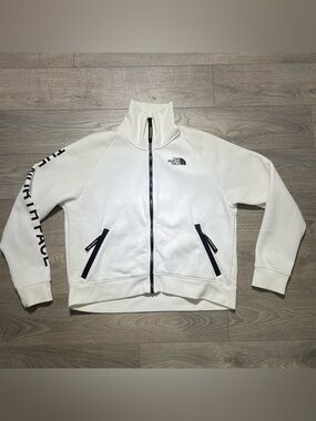 The North Face White Zip-Up Jacket with Black Trim